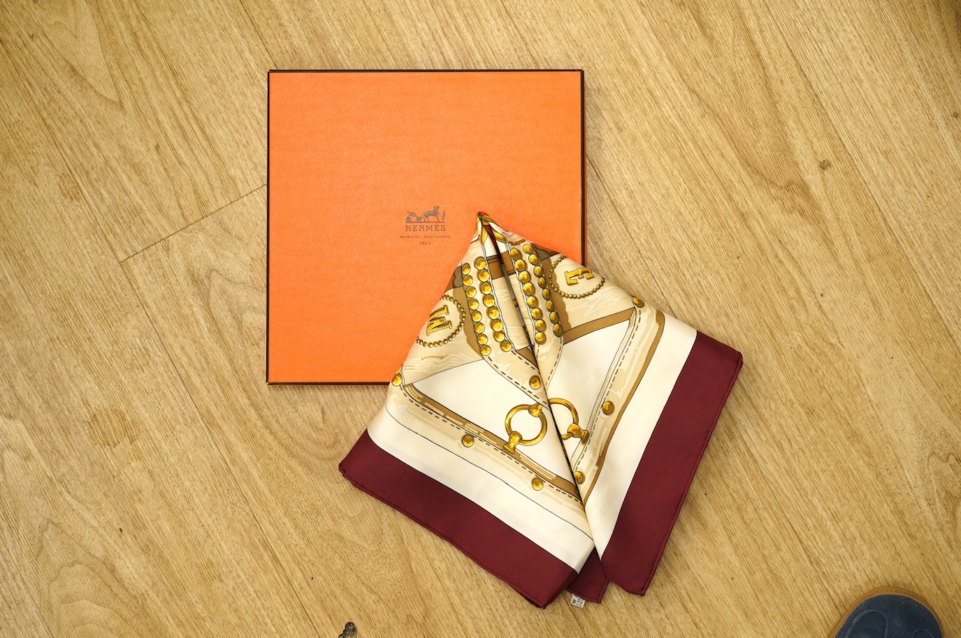 A Hermes silk scarf 'Aux Champs', boxed